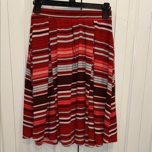 LuLaRoe Red, Black & White Striped Circle Skirt